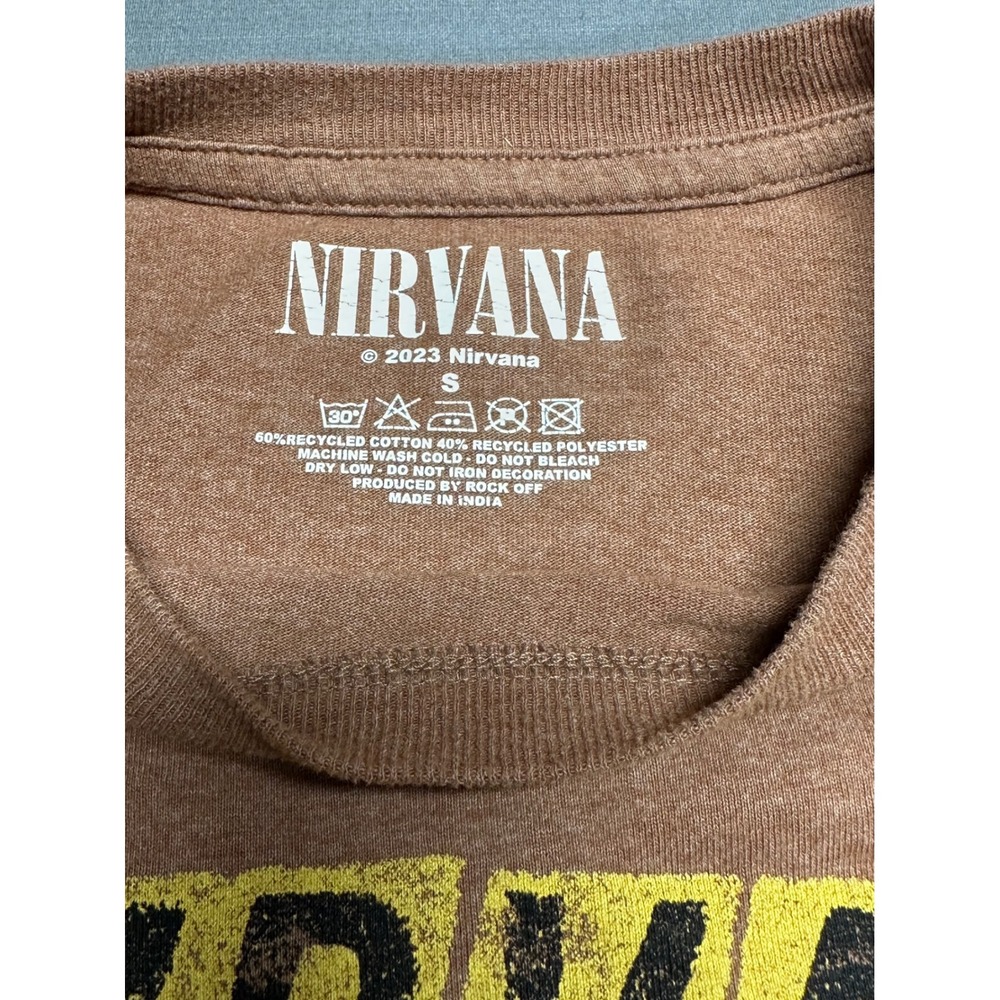 Nirvana Incesticide Graphic T-Shirt Mens Small Heather Brown Rock Off 2023 Band - Picture 5 of 6